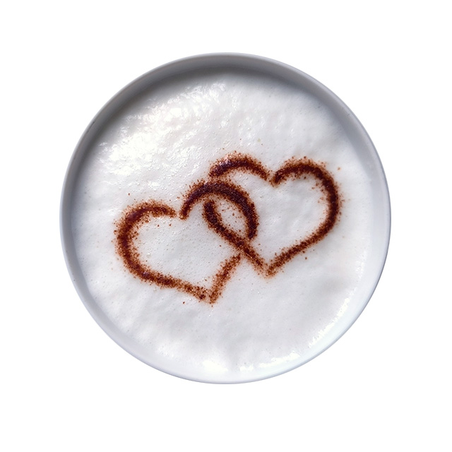 Kaffee-Schablone „Zwei Herzen“